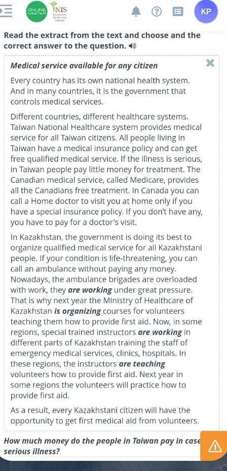 How much money do the people in Taiwan pay in case of serious illness plenty of moneylittle moneymuc
