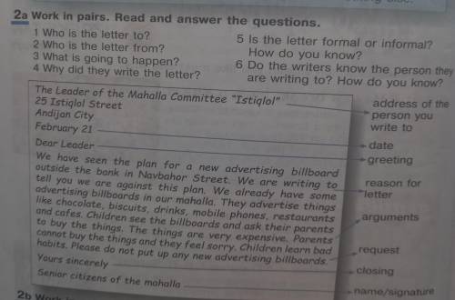 This brings health (10) ... and nothing else. address of the person you write to 2a Work in pairs. R
