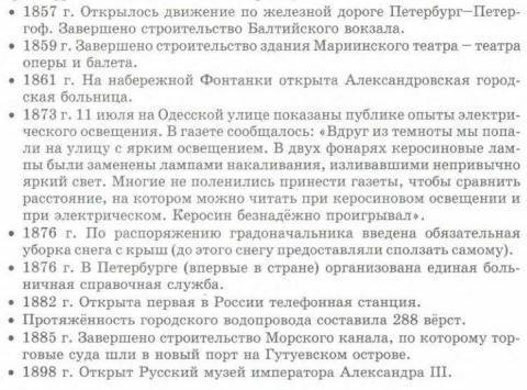 История СПБ: Заполнить таблицу: События, важные для петербуржцев, живших более ста лет назад и живущ