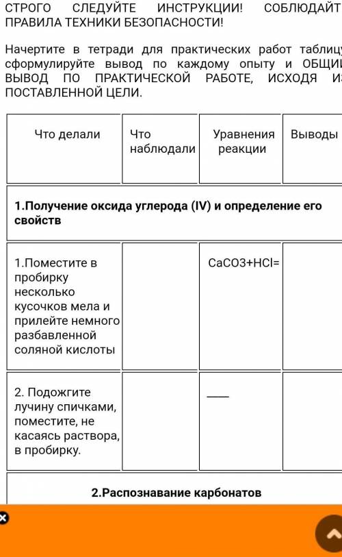 Практическая по химииПОЛУЧЕНИЕ ОКСИДА УГЛЕРОДА (IV) И ИЗУЧЕНИЕ ЕГО СВОЙСТВ.РАСПОЗНАВАНИЕ КАРБОНАТОВ