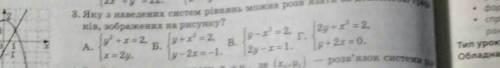 Яку з наведених систем рівнянь можна розв'язати за до графіків зображених на рисунку