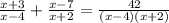 \frac{x + 3}{x - 4} + \frac{x - 7}{x + 2} = \frac{42}{(x - 4)(x + 2)}