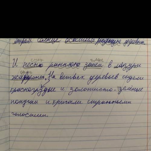 подчеркнуть главные и второстепенные члены предложения.на ветвях деревьев сидели красногрудые и золо