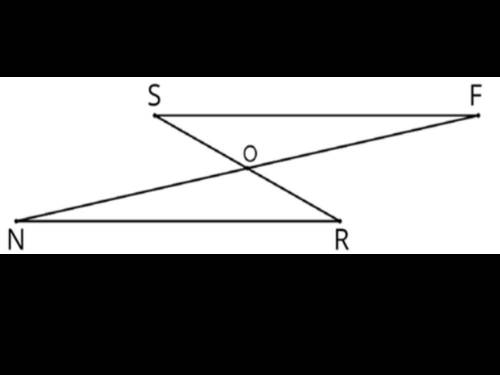 Маємо два трикутники: NRO і FSO. Точка перетину O — середина відрізків NF і RS. Знайди величину куті