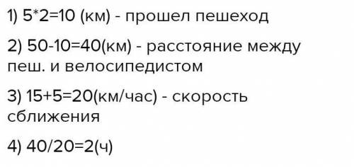 5 Реши задачу . Расстояние от села до города - 50 км. Из села в город вы- uѕеn nешеход со скоростью