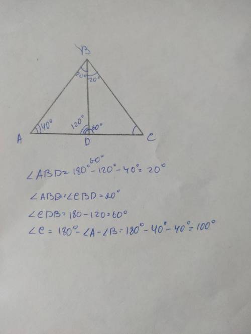 AD биссектриса ∆ABC. угол А=40, угол ADB=120. найдите угол С . нужно с чертежом