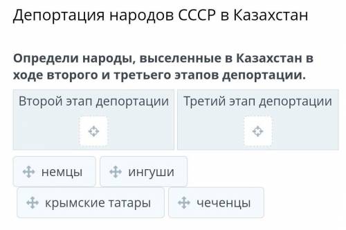 Депортация народов СССР в Казахстан Определи народы, выселенные в Казахстан в ходе второго и третьег