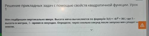 Решение прикладных задач с свойств квадратичной функции. Урок 1. Мяч подброшен вертикально вверх. Вы