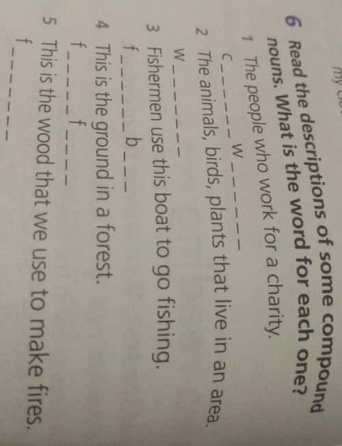 6 Read the descriptions of some compound nouns. What is the word for each one? 1 The people who work