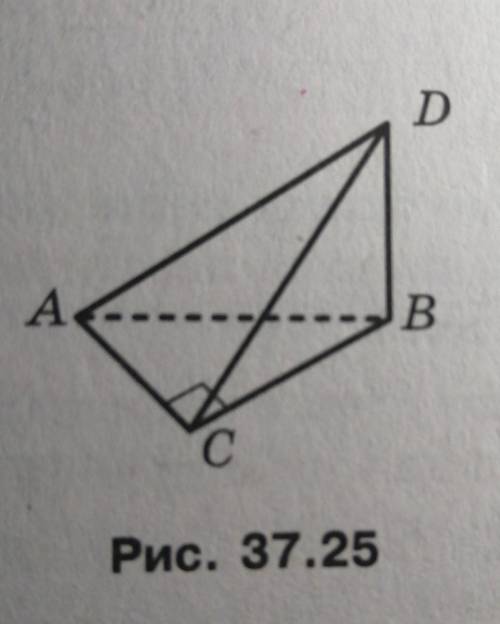 Ребро DB тетраэдра DABC перпендикулярно плоскости ABC, угол ACB=90°, AC=BC=7 см, AD=7 корень из 5 см
