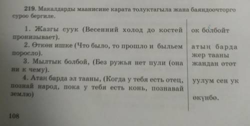 219. Макалдарды маанисине карата толуктагыла жана баяндоочторго суроо бергиле.