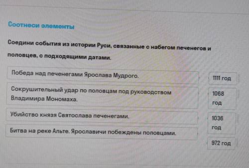 Соотнеси элементы, Соедини события из истории Руси