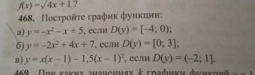 Постройте график функции: а) у = -2х² - х +5, если D(y) = [-4;0)б) у = -2х² + 4х + 7, если D(y) = [0