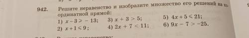 Решите неравенство и изобразите множество его решений на ко. ординатной прямой: 1) х – 32 — 13; 3) x