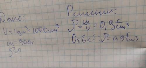 СРОВНО шматок парафіну об'ємом 1 дм³ має масу 900г Визначити густину парафіну подайте відповідь у г/