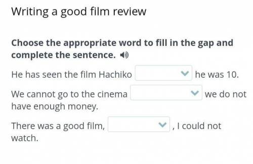 Writing a good film review Choose the appropriate word to fill in the gap and complete the sentence.