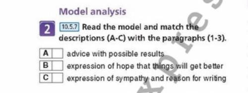 10.57 match the 2 10.5.7 Read the model and match the descriptions (A-C) with the paragraphs (1-3). 