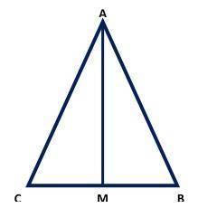 Треугольник CAB – равнобедренный с вершиной в A и высотой AM (см рисунок). Высота АМ = 28 см и опуще