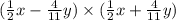 ( \frac{1}{2}x - \frac{4}{11}y) \times ( \frac{1}{2}x + \frac{4}{11}y)