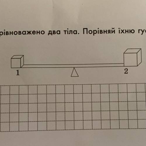 1.6. На терезах урівноважено два тіла. Порівняй іхню густину. Поясни свою від- повідь ?