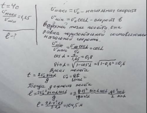 Тело бросили под некоторым углом к горизонту с поверхности земли, через 4 секунды тело упало обратно