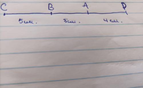 )AB=3см,BC=5см,AD=4см,AC=7см,BD=7см. укажите точки ,которые лежат на одной прямой.