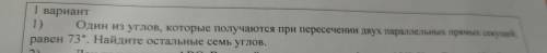 Один из углов которы получаетсяпри пересечении двух параллельных прямых секущей равен 73* найдите ос