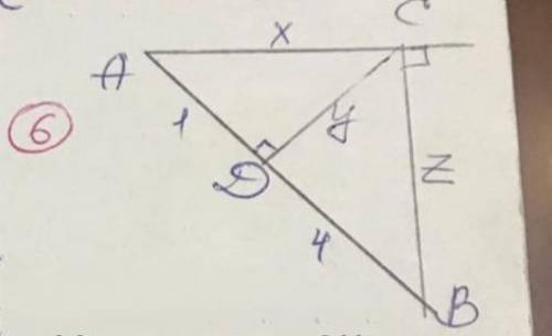 Нужно найти DC AC BC если известно, что AD=1, DB=4, а угол ADC прямой