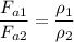 \dfrac{F_{a1}}{F_{a2}} = \dfrac{\rho_1}{\rho_2}