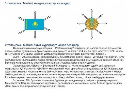 2-тапсырма. Мәтінді оқып, сұрақтарға жауап беріңдер. Калкаман Айымғазыұлы Сарин - 1978 жылдың 2 қаңт