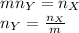 mn_Y=n_X\\n_Y=\frac{n_X}{m}