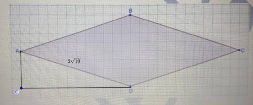 На клетчатой бумаге изображён ромб ABCD. Найдите его площадь, если известно, что AD= 2√10.