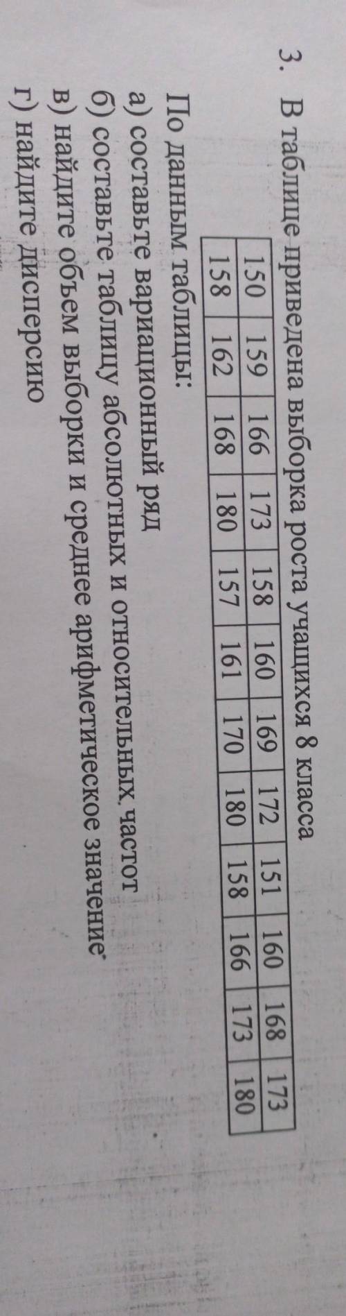 168 173 173 180 166 3. В таблице приведена выборка роста учащихся 8 класса 150 159 166 173 158 160 1