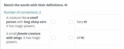 Match the words with their definitions. Number of connections:  1)A creature like a small person wit