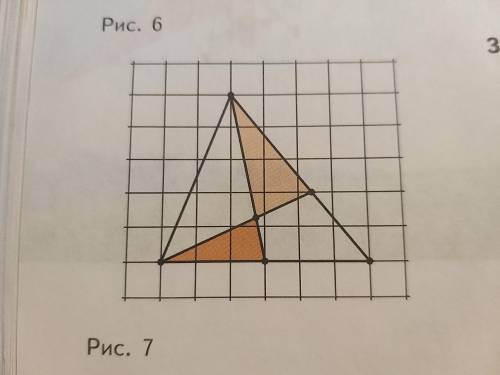 Сколько клеток составляет площадь каждого из закрашенных треугольников на рисунке 7