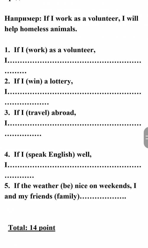 lampuniep: If I work as a volunteer, I will help homeless animals! 1. II (work) as a volunteer, 2. I