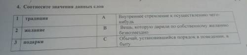 4. Соотнесите значения данных слов