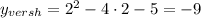 y_{versh}=2^2-4\cdot 2-5=-9