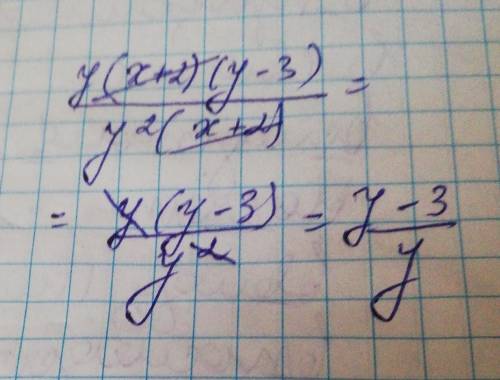 Сократите дробь y (x+2)(y-3) / y^2 (x+2)