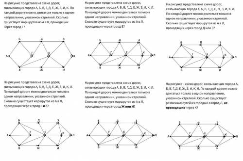 1) На рисунке представлена схема дорог, связывающих города А, Б, В, Г, Д, Е, Ж, З, И, К. По каждой д