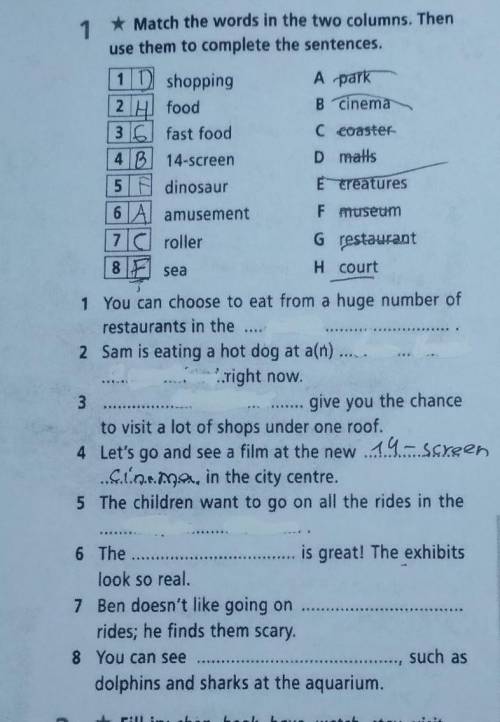 Match the words in the two columns Then use them to complete the sentences.Help