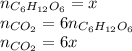 n_{C_6H_{12}O_6}=x\\n_{CO_2}=6n_{C_6H_{12}O_6}\\n_{CO_2}=6x