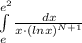 \int\limits^{e^2}_e \frac{dx}{x\cdot (ln x)^{N+1}}