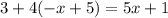 3 + 4( - x + 5) = 5x + 1