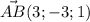 \displaystyle \vec{AB} (3; -3;1)