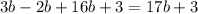 3b - 2b + 16b + 3 = 17b + 3