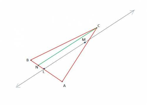 Дано зображення рівнобедреного трикутника ABC з основою AB.Точка М лежить поза трикутником у його пл