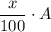 \dfrac{x}{100}\cdot A