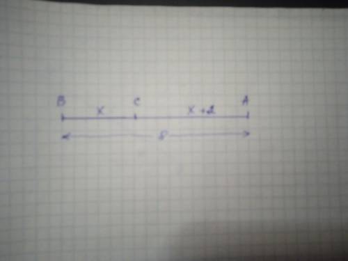 Точки A, B і C належать одній прямій, AB = 8 см, відрізок AC на 2 см довший за відрізок BC. Знайдіть