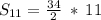 \large \: S_{11} = \frac{ 34}{ 2} \:* \: 11 \\